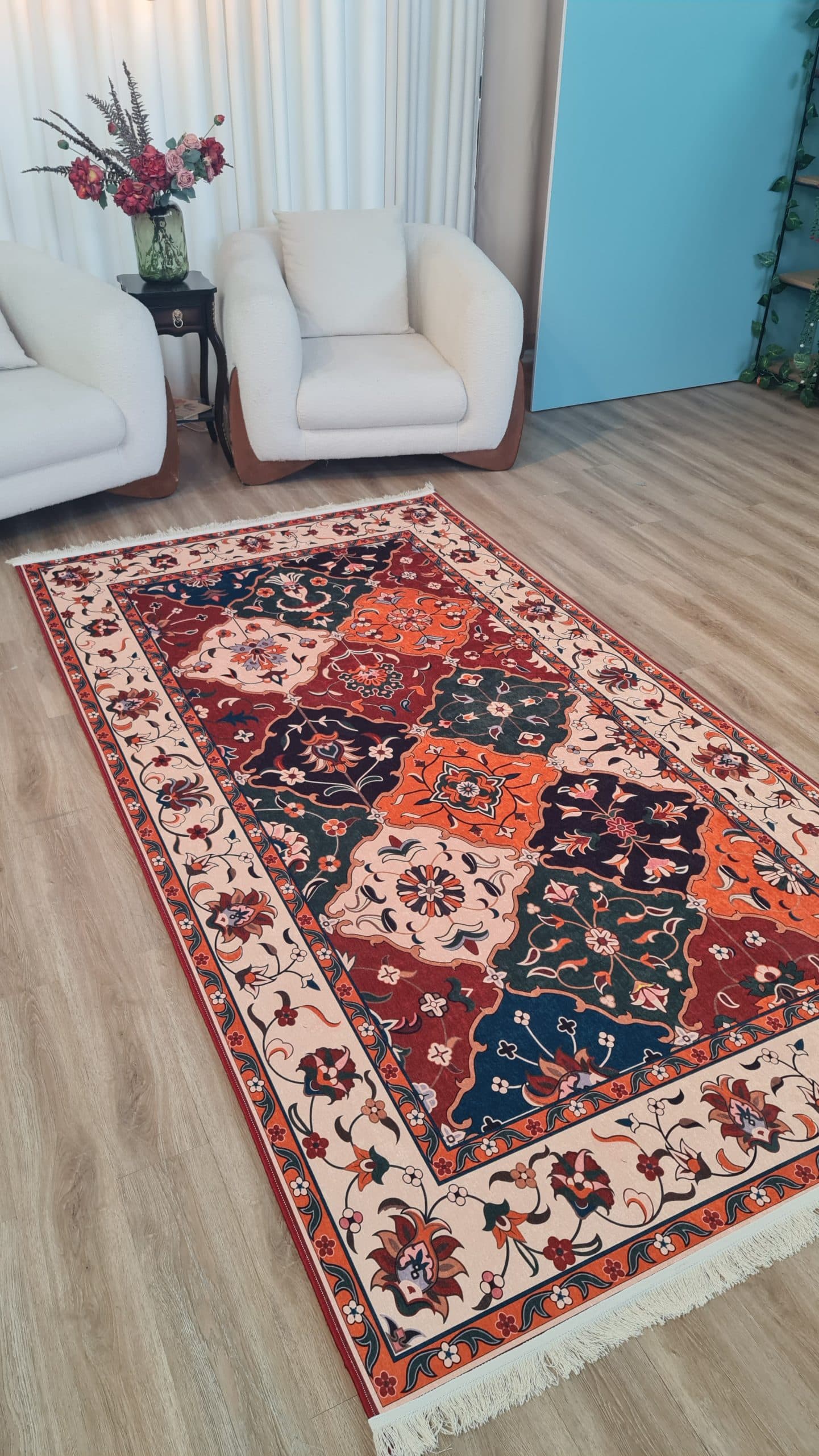 فرش ماشینی چاپی | فرشینه هازان ترک طرح سنتی O166 (پس کرایه) — تصویر ۲