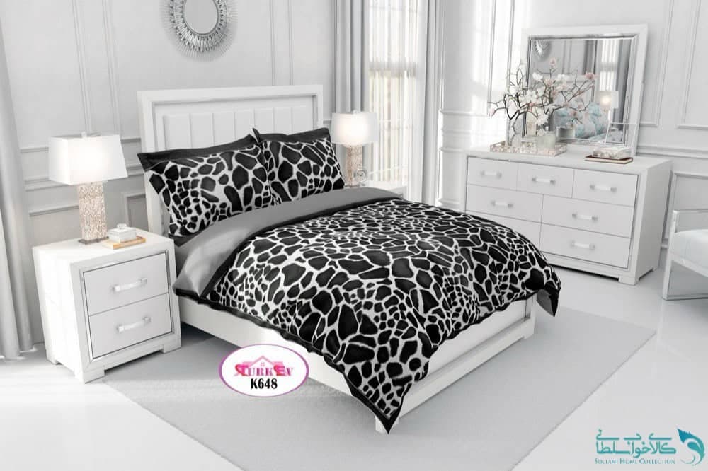 روتختی طرح سنگ سفید مشکی دونفره برند Turkev کد K648
