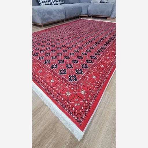 فرش ماشینی چاپی | فرشینه هازان ترک طرح ترکمن لاکی 129 (پس کرایه) — تصویر ۲