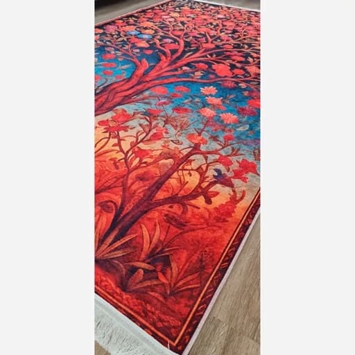 فرش ماشینی چاپی | فرشینه هازان ترک طرح درخت زندگی 087(پس کرایه) — تصویر ۲