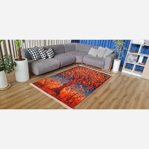 فرش ماشینی چاپی | فرشینه هازان ترک طرح درخت زندگی 087(پس کرایه) — تصویر ۳