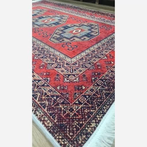 فرش ماشینی چاپی | فرشینه هازان ترک سنتی لاکی 155(پس کرایه) — تصویر ۳