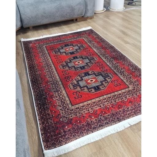 فرش ماشینی چاپی | فرشینه هازان ترک سنتی لاکی 155(پس کرایه) — تصویر ۲