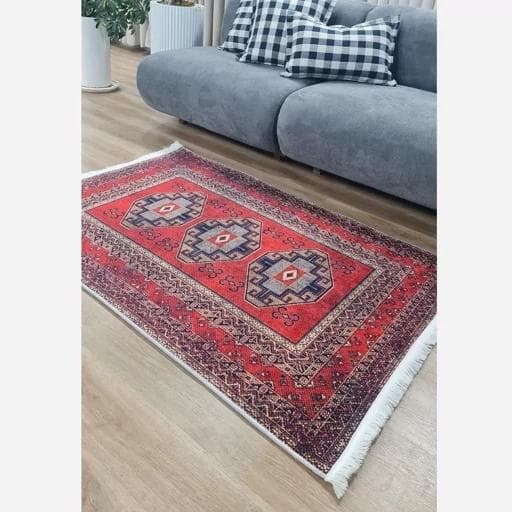 فرش ماشینی چاپی | فرشینه هازان ترک سنتی لاکی 155(پس کرایه) — تصویر ۴