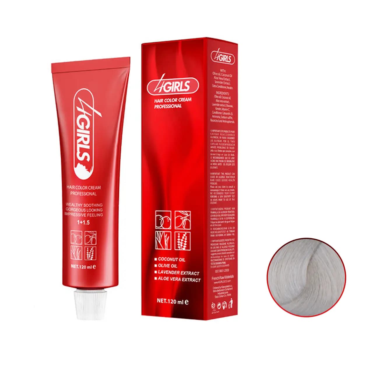 رنگ مو بلوند خاکستری خیلی روشن فور گرلز سری خاکستری A9 حجم 120ml