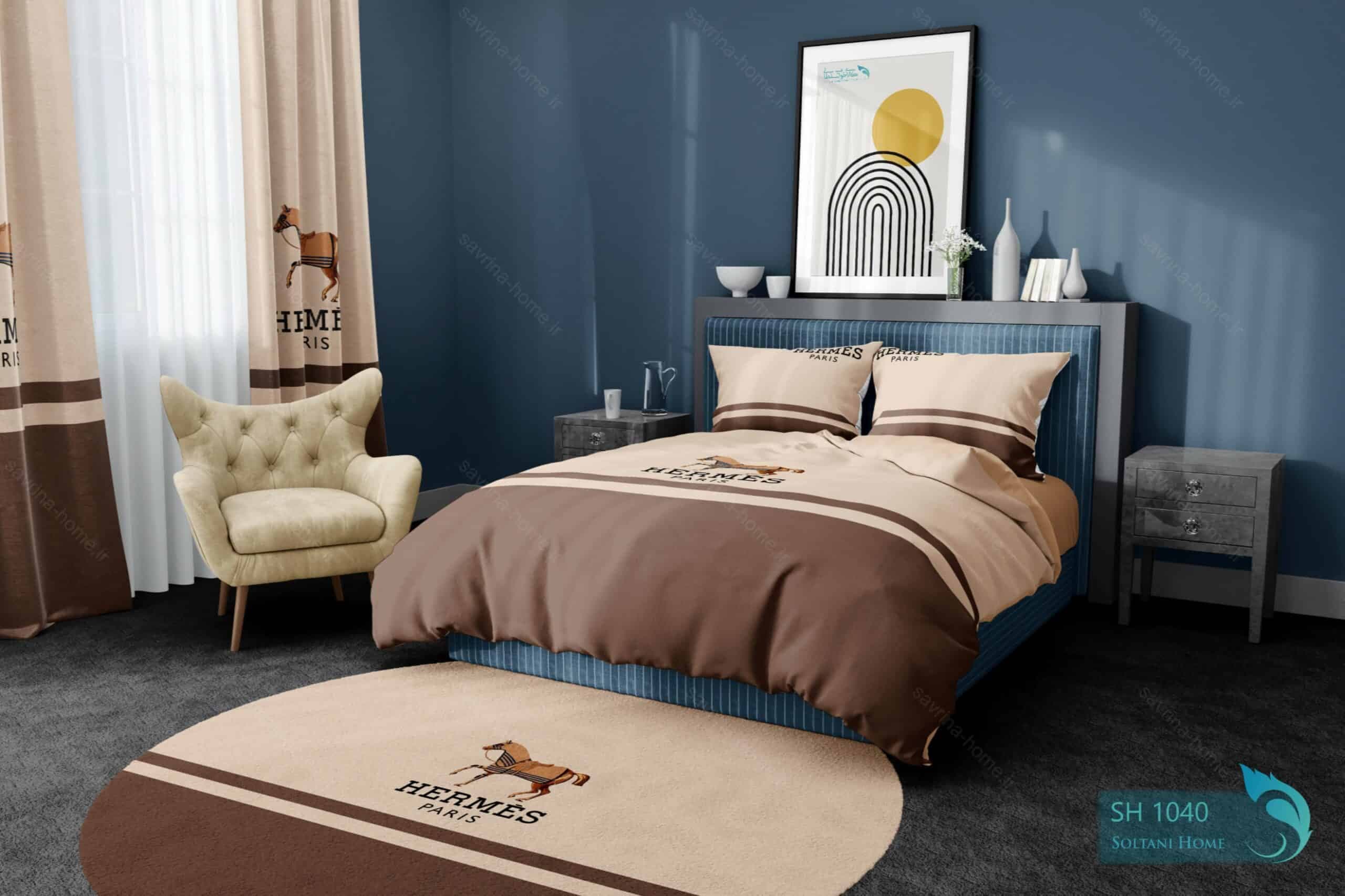ست روتختی طرح برند هرمس دونفره کد SH1040