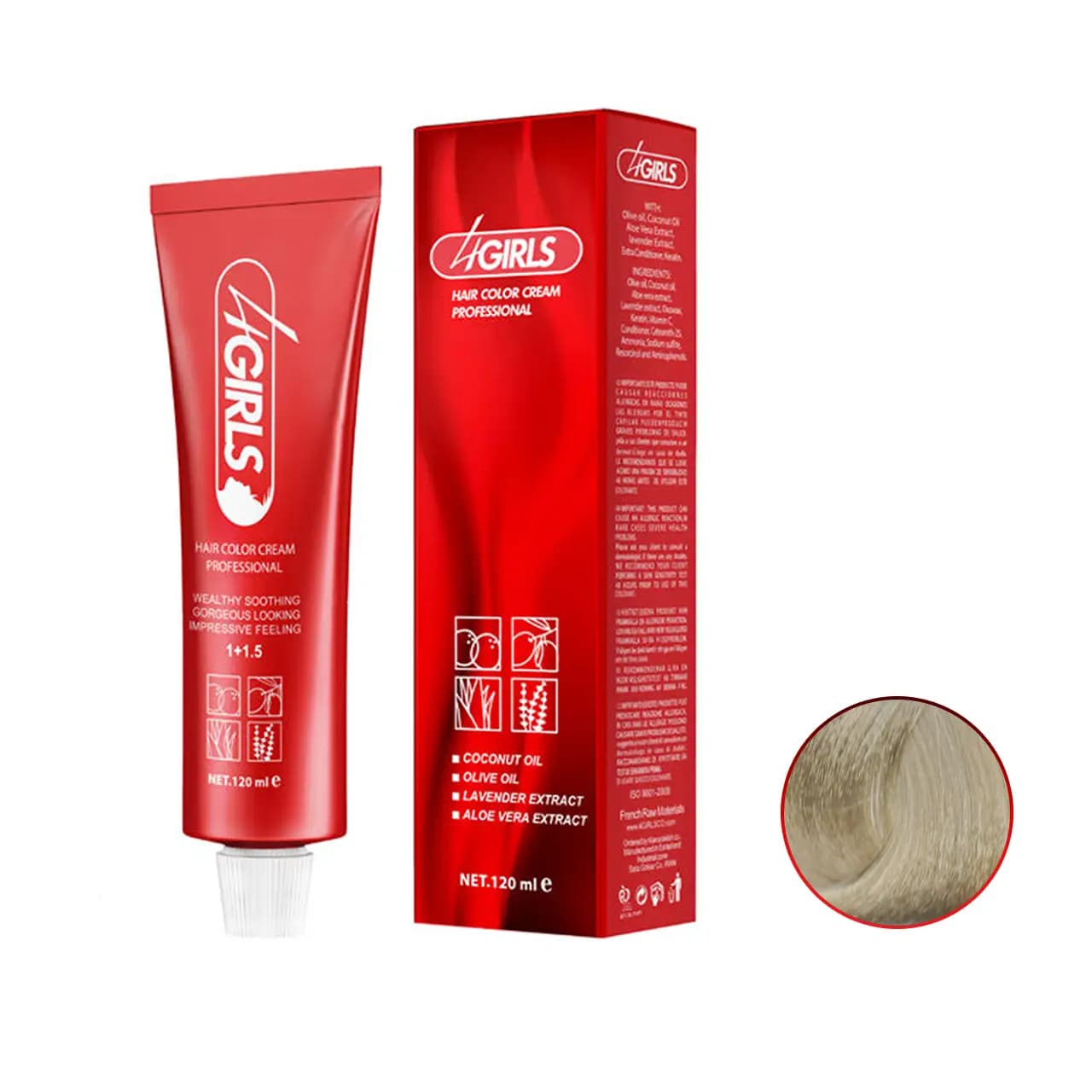 رنگ مو بلوند زیتونی خیلی روشن فور گرلز سری زیتونی شماره M9 حجم 120ml