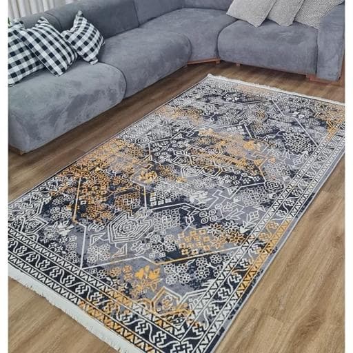 فرش ماشینی چاپی | فرشینه هازان ترک طرح طوسی وینتیج (پس کرایه)