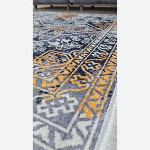 فرش ماشینی چاپی | فرشینه هازان ترک طرح طوسی وینتیج (پس کرایه) — تصویر ۳