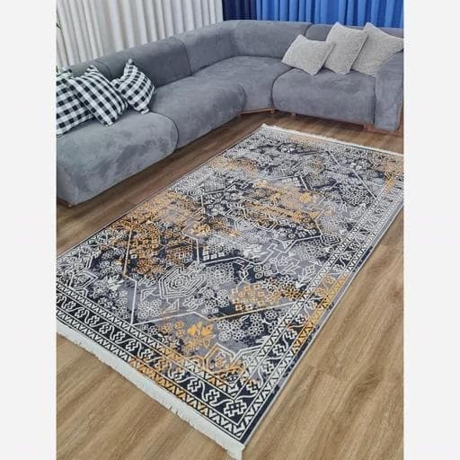فرش ماشینی چاپی | فرشینه هازان ترک طرح طوسی وینتیج (پس کرایه) — تصویر ۷