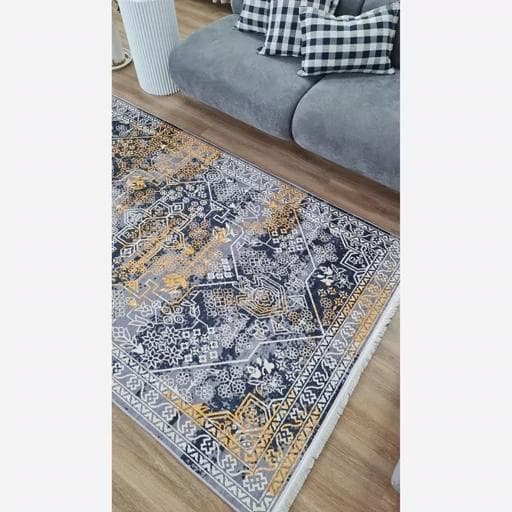 فرش ماشینی چاپی | فرشینه هازان ترک طرح طوسی وینتیج (پس کرایه) — تصویر ۶