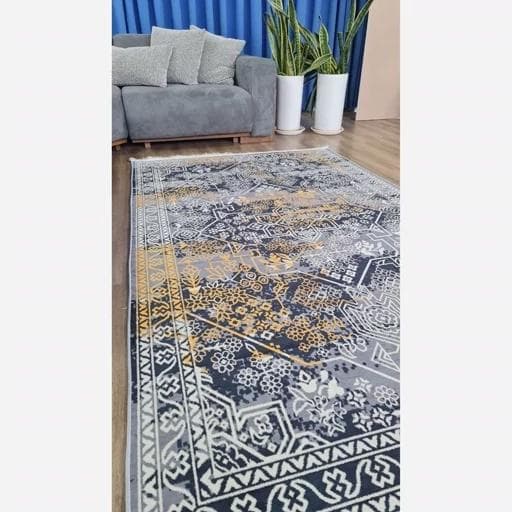 فرش ماشینی چاپی | فرشینه هازان ترک طرح طوسی وینتیج (پس کرایه) — تصویر ۴