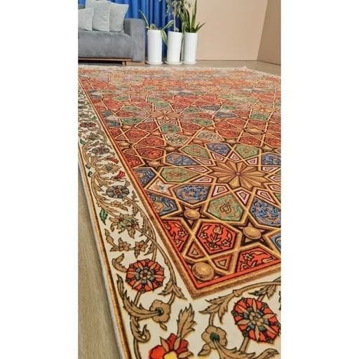 فرش ماشینی چاپی | فرشینه مخمل طرح سنتی 055 (پس کرایه) — تصویر ۲