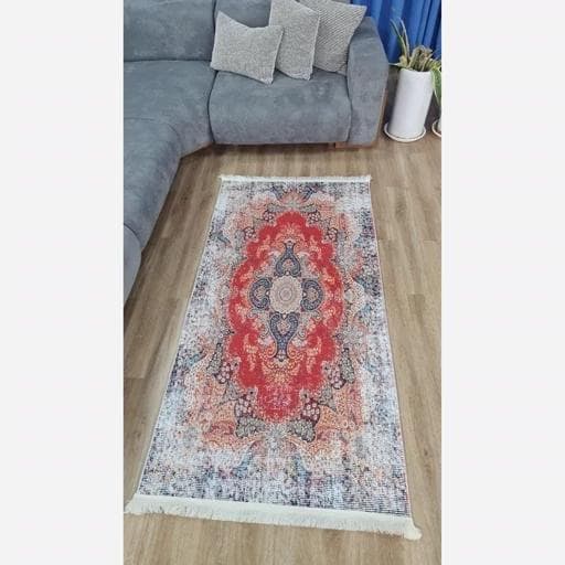 فرش ماشینی چاپی | فرشینه مخمل شنل طرح سنتی وینتیج h236 (پس کرایه) — تصویر ۷