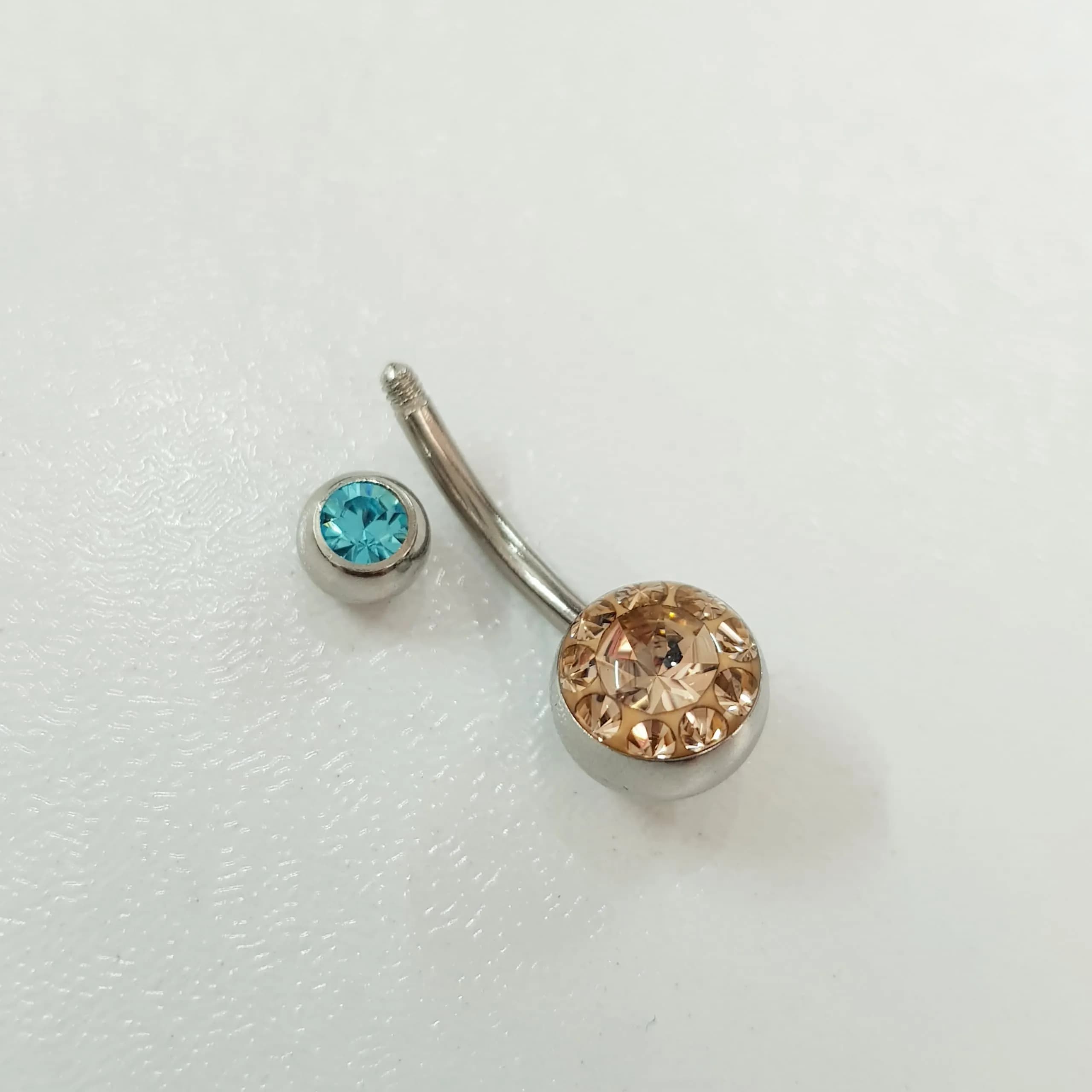 پرسینگ ناف نگین رنگی جنس استیل جراحی (Surgical Steel) ضد حساسیت — تصویر ۴