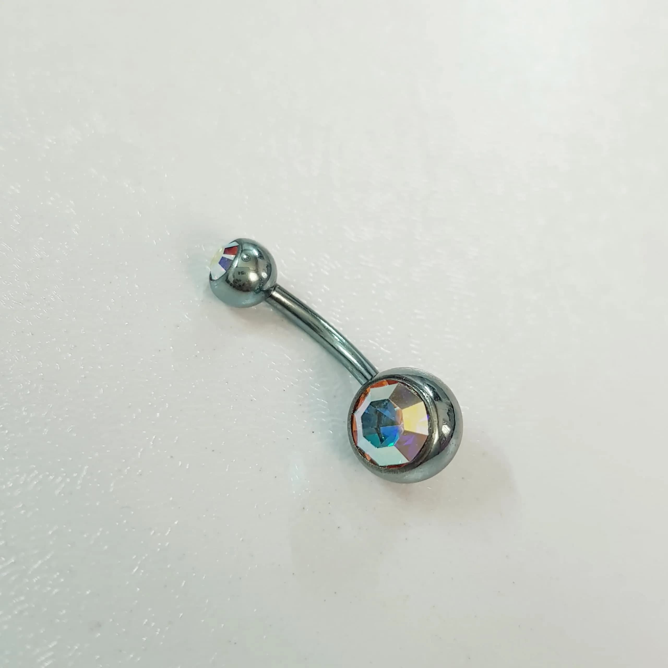 پرسینگ ناف نگین هفت رنگ ، جنس استیل جراحی (Surgical Steel) — تصویر ۴