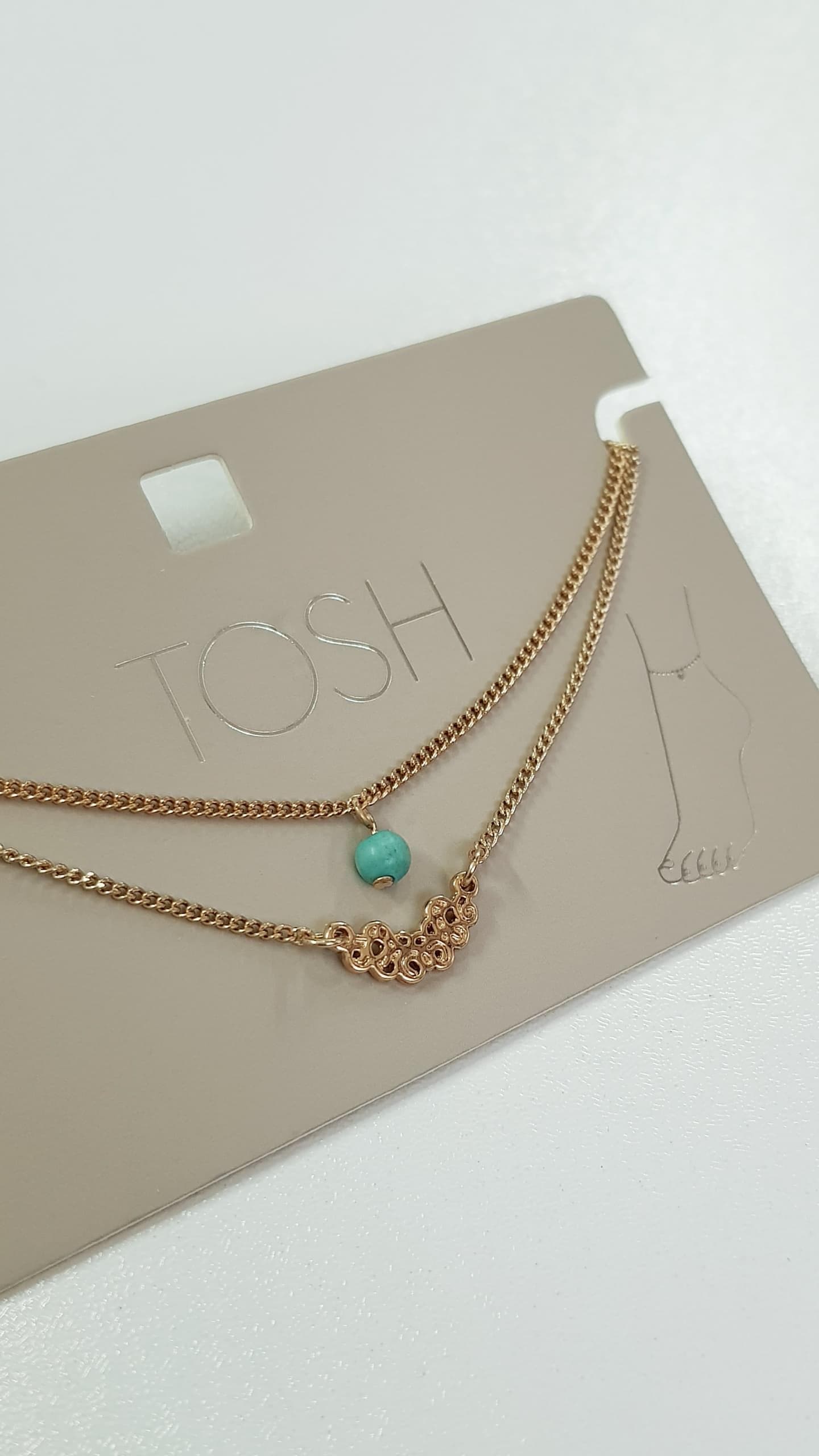 پابند دو ردیفه طلایی آویزدار برند TOSH — تصویر ۳