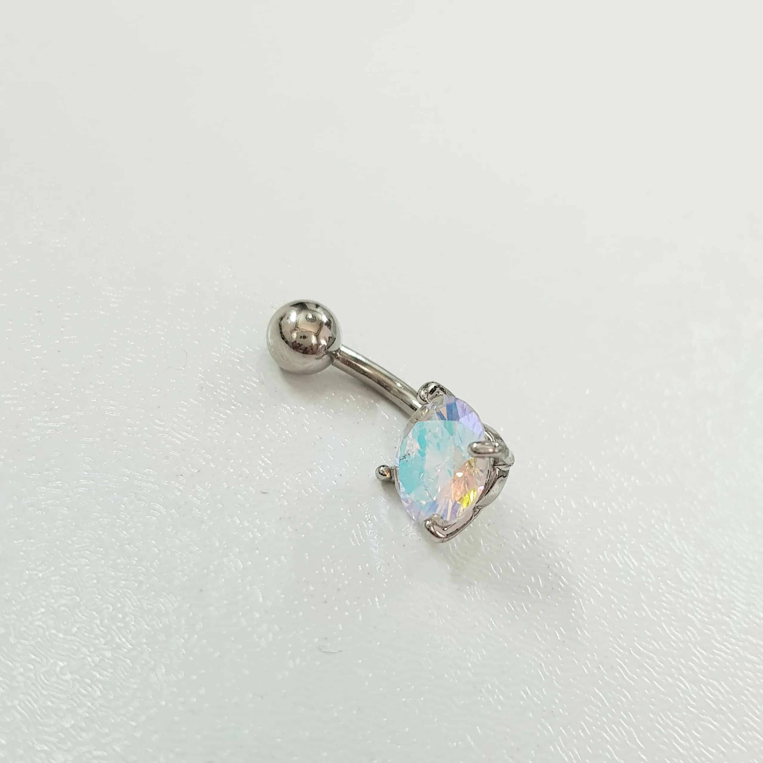 پیرسینگ ناف نگین هفت رنگ ، جنس استیل جراحی (Surgical Steel) ضد حساسیت — تصویر ۵