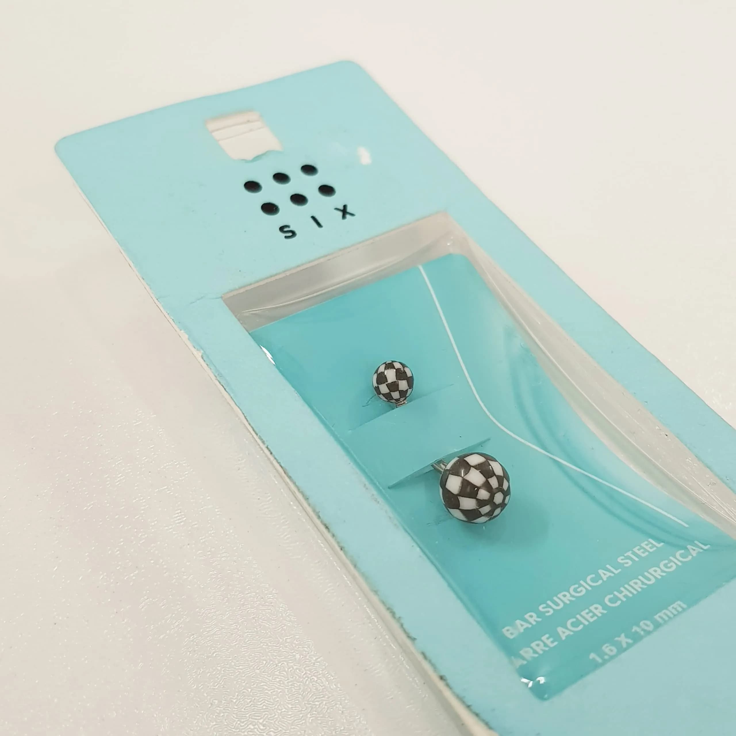 پیرسینگ ناف مدل شطرنجی ، جنس استیل جراحی (Surgical Steel) ضد حساسیت — تصویر ۵
