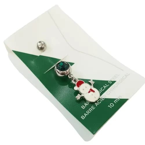 پیرسینگ ناف آویز آدم برفی جنس استیل جراحی (Surgical Steel)