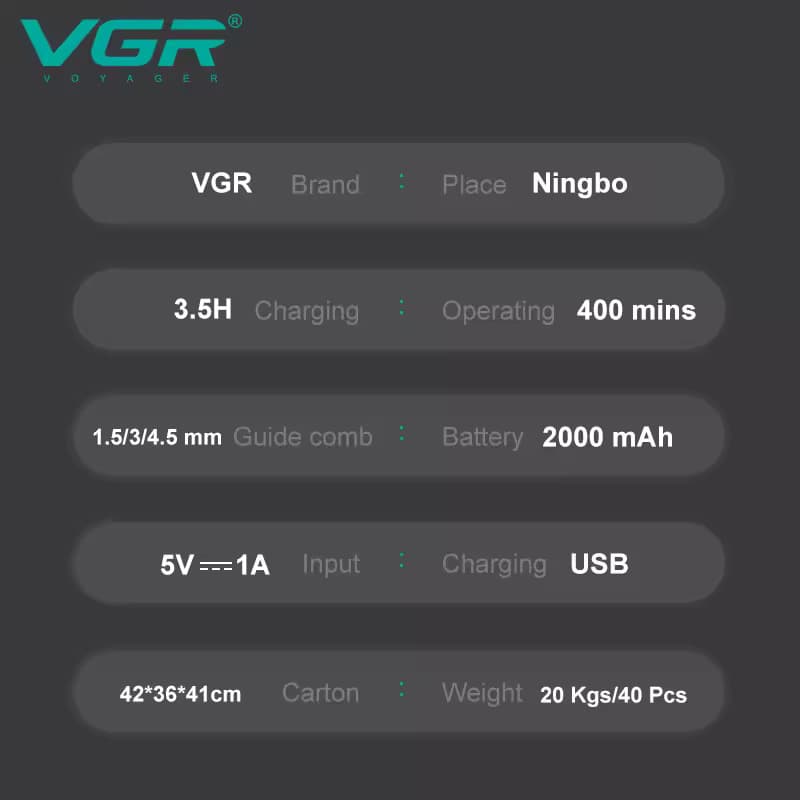 ماشین اصلاح موی سر و صورت وی جی آر VGR مدل V-987 — تصویر ۶