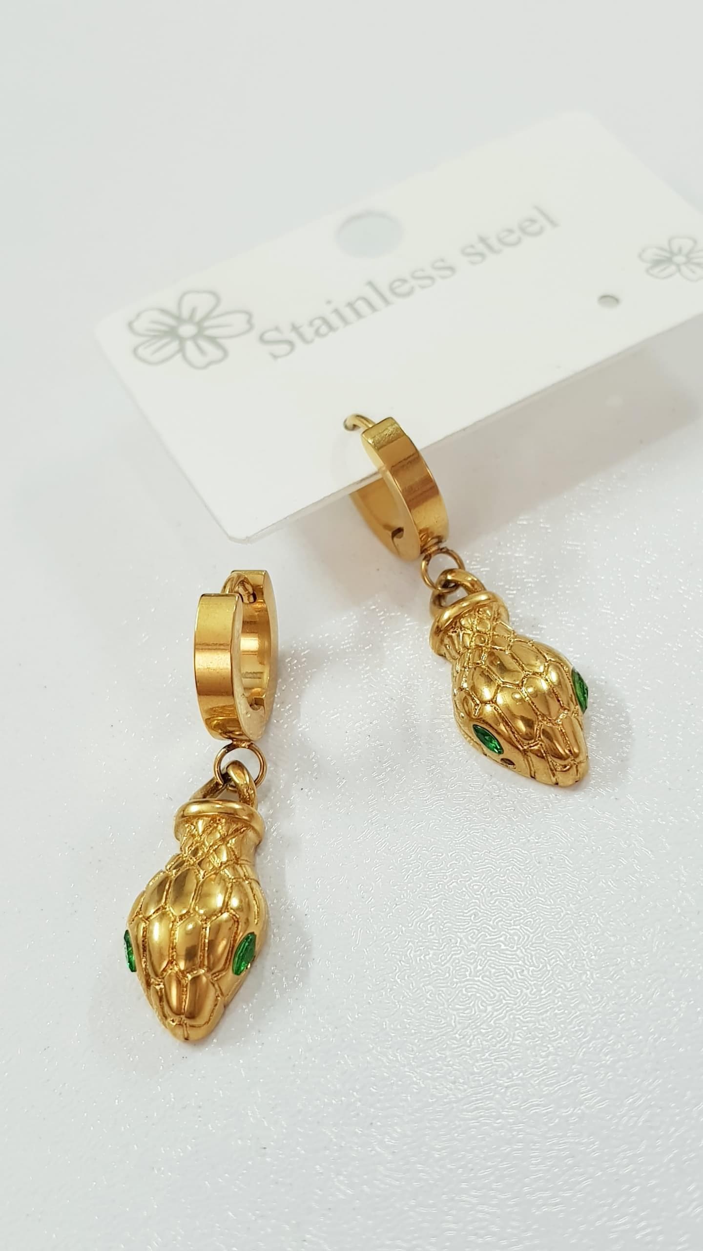 گوشواره استیل طلایی آویز مار برند Fashion Jewelry کد ۱۹۰۹۷ — تصویر ۴