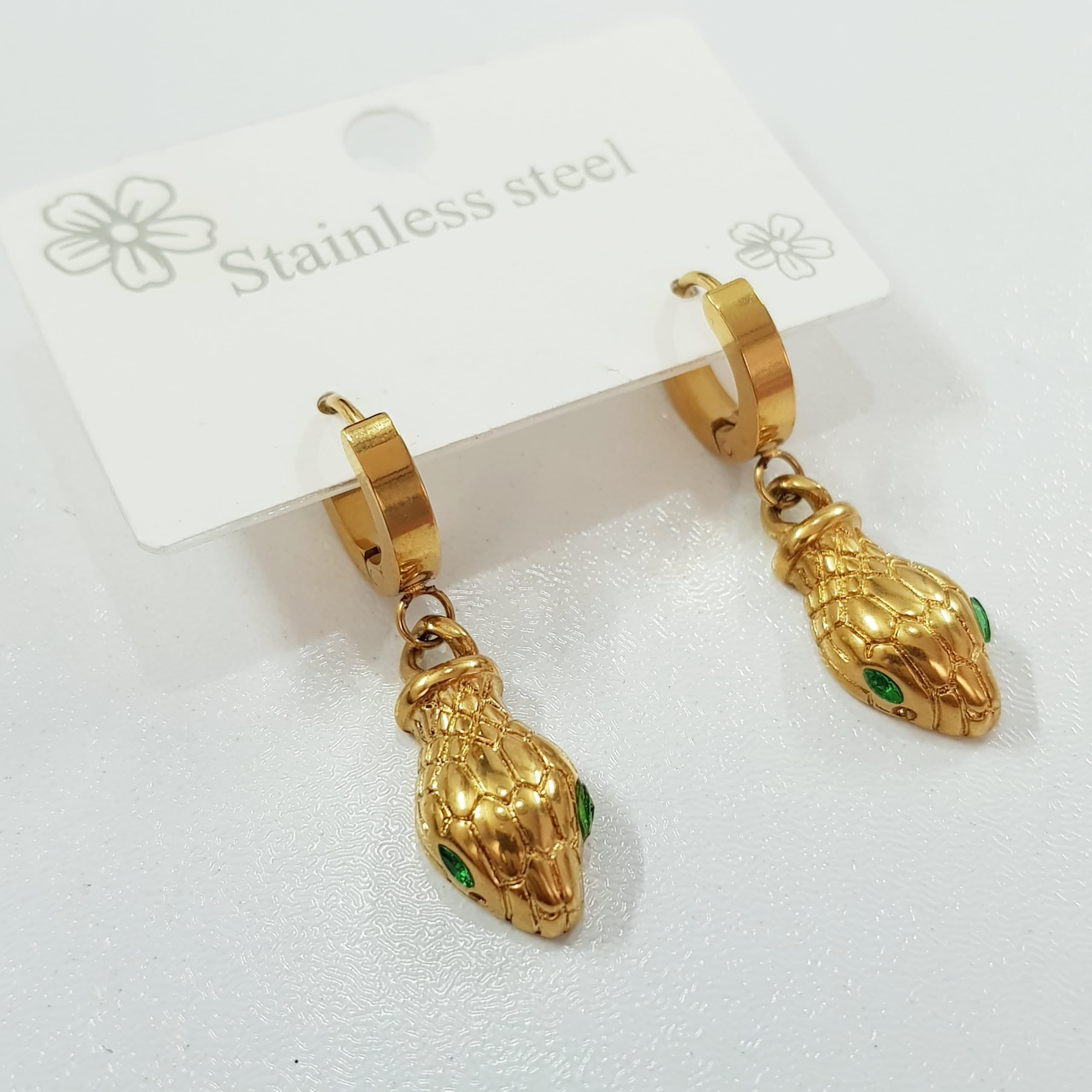 گوشواره استیل طلایی آویز مار برند Fashion Jewelry کد ۱۹۰۹۷ — تصویر ۲