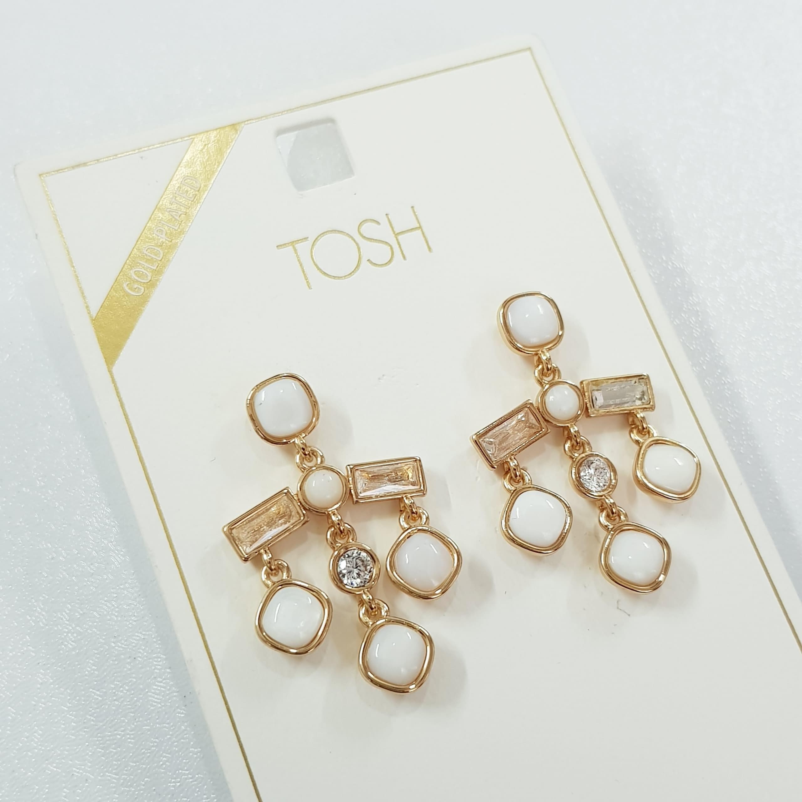 گوشواره آبکاری طلا آویز سنگ صدف برند TOSH کد ۲۹۰۸۳ — تصویر ۶