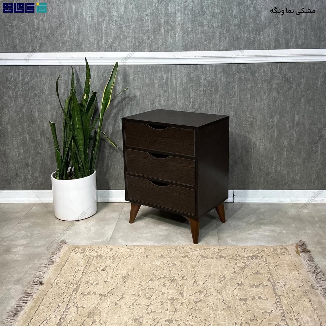 میز پاتختی مدرن سه کشو پایه دار مدل کایلی — تصویر ۵