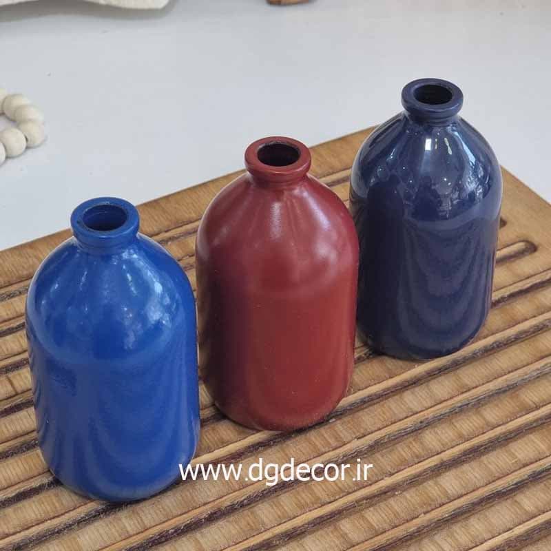 گلدان شیشه ای رنگی مات متوسط