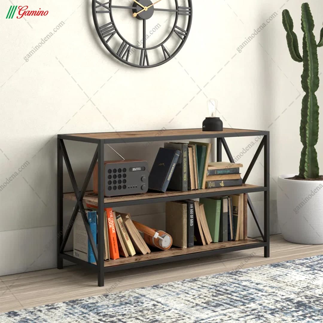 کتابخانه خانگی کوچک چوب و فلز رایا — تصویر ۲