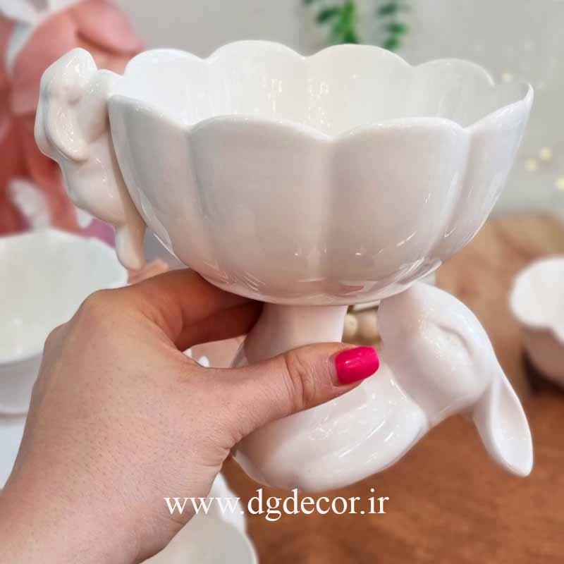 شکلات خوری سرامیکی خرگوشی پایه دار — تصویر ۳