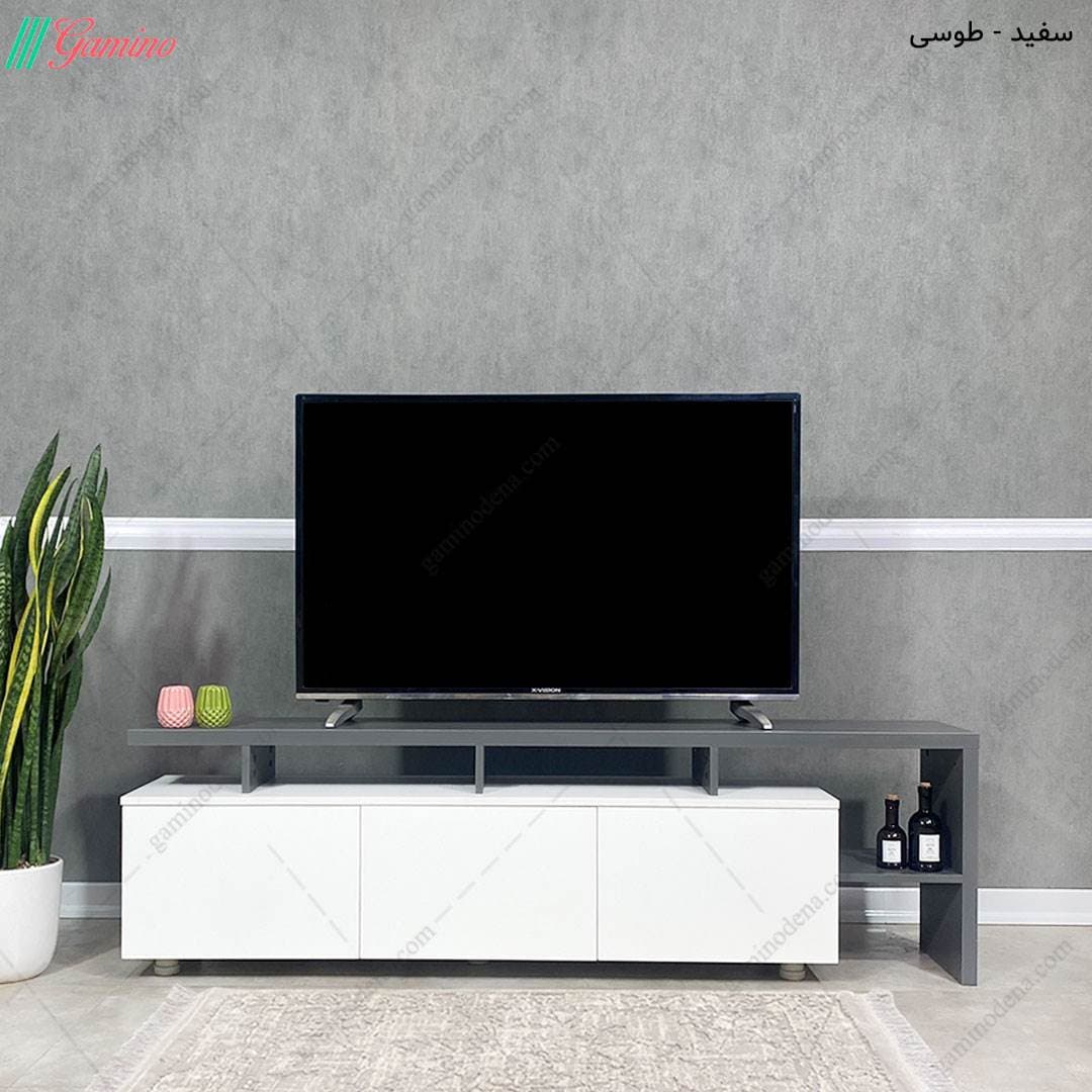 میز تلویزیون مدرن ترکیه طوسی ام دی اف مانا