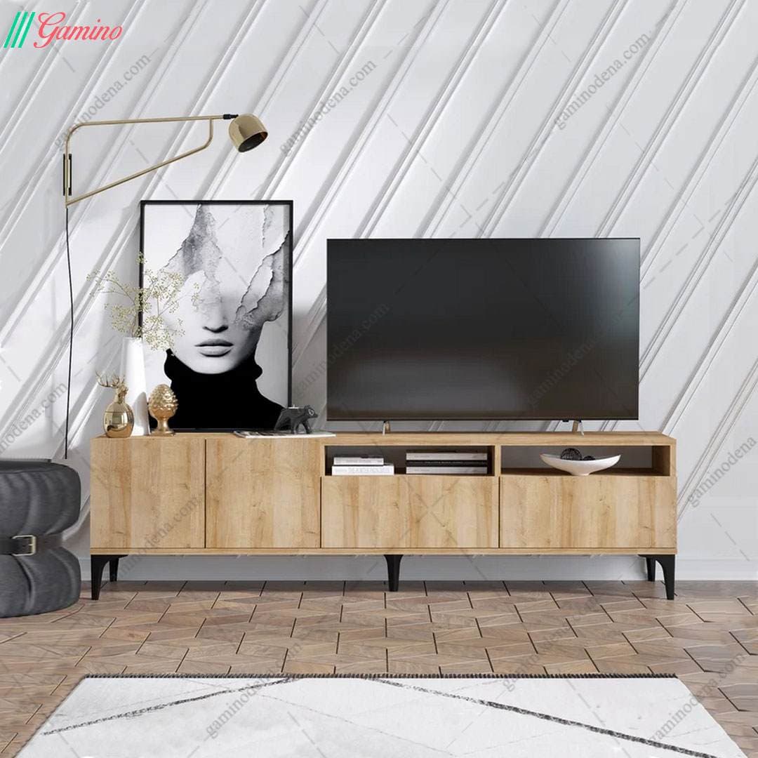 میز تلویزیون ساده و شیک ترکیه ای پایه فلزی مدل هیلدا