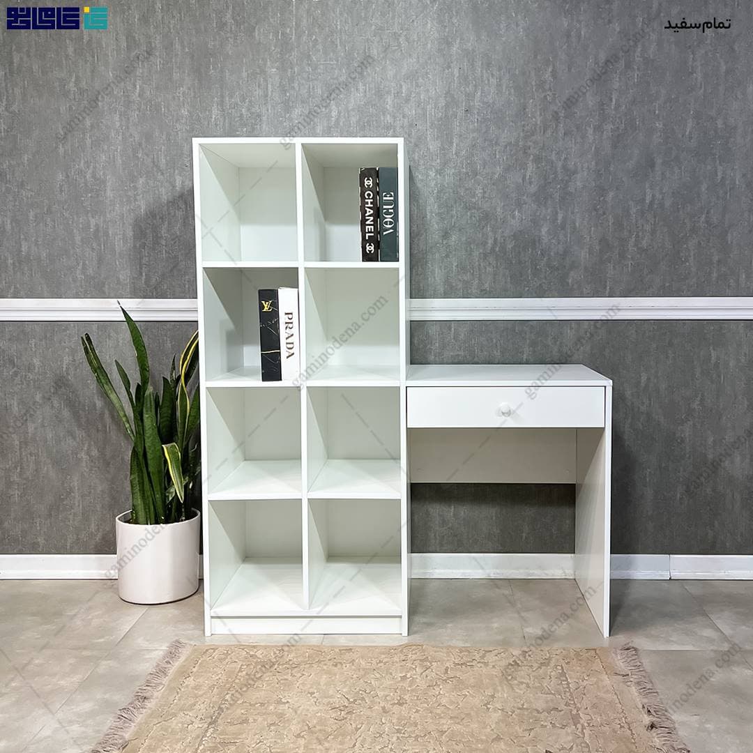میز تحریر دخترانه کتابخانه دار ایکیا سفید کشو دار مدل فلور — تصویر ۲