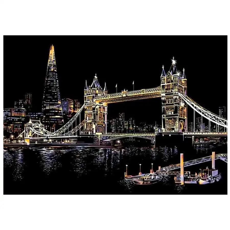 نقاشی اسکرچ سایز A3 طرح تاور بریج لندن