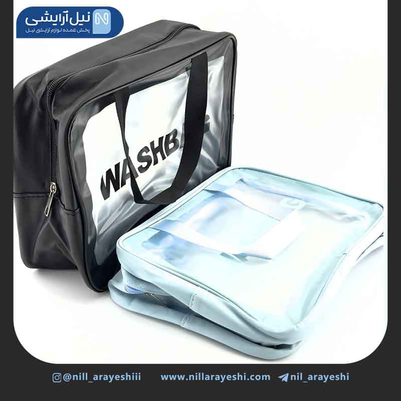 کیف آرایشی سایز بزرگ واش بگ تک زیپی دو بندی ( مستط یلی ) — تصویر ۲