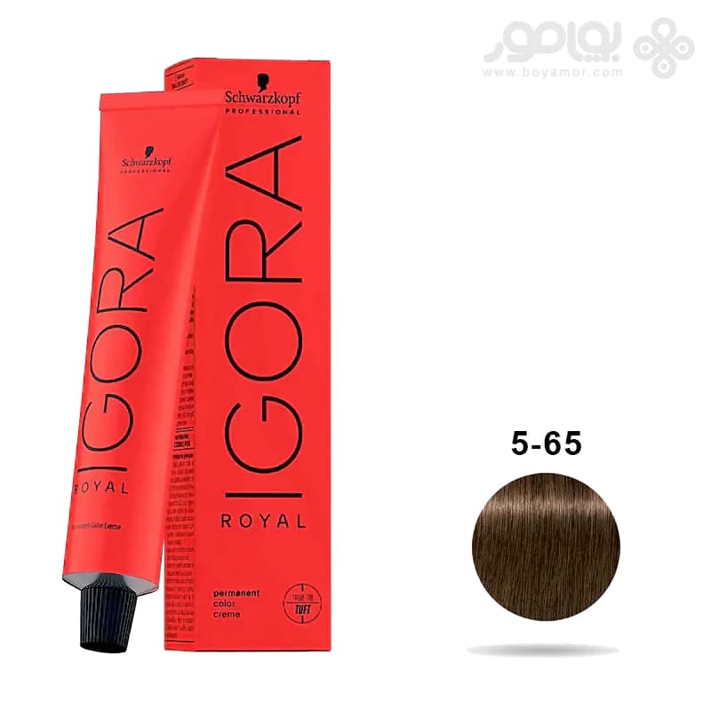 رنگ موی ایگورا رویال شماره 5.65 رنگ قهوه ای روشن شکلاتی طلایی