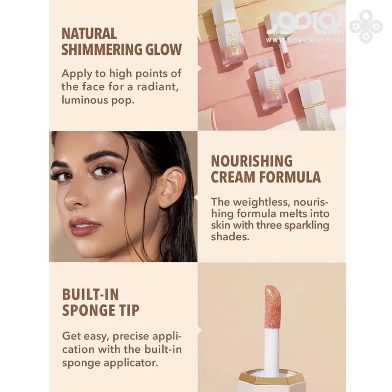 هایلایتر مایع براق شیگلم مدل GLOW BLOOM رنگ TEA CAKE — تصویر ۸