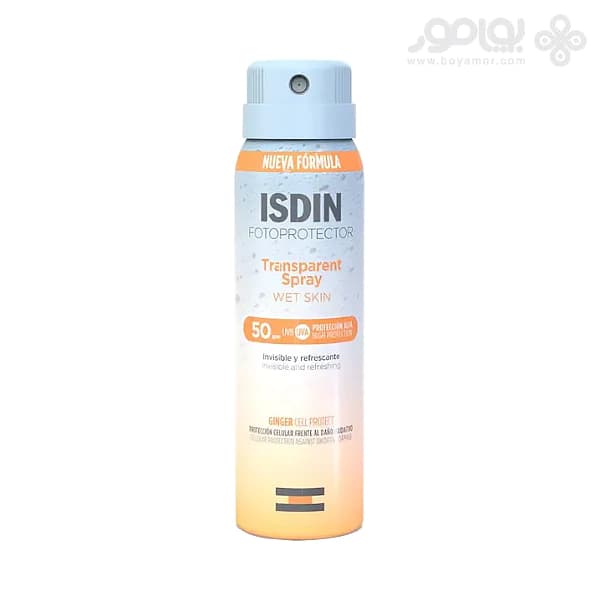 اسپری ضد آفتاب ایزدین SPF50 مدل TRANSPARENT حجم 100 میل