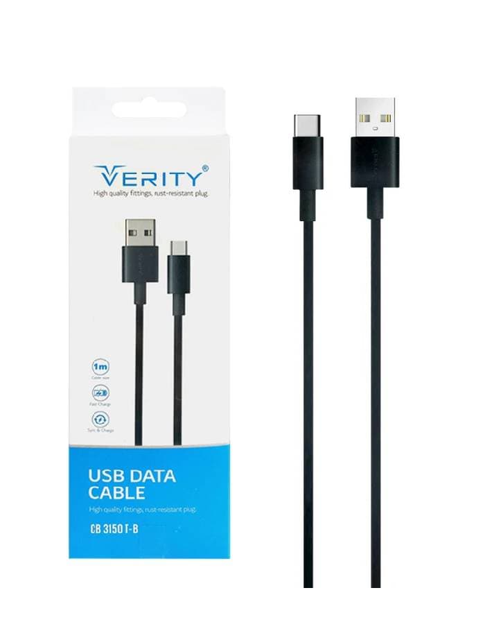 کابل شارژ VERITY مدل CB 3150 T-B تایپ C مناسب انتقال داده
