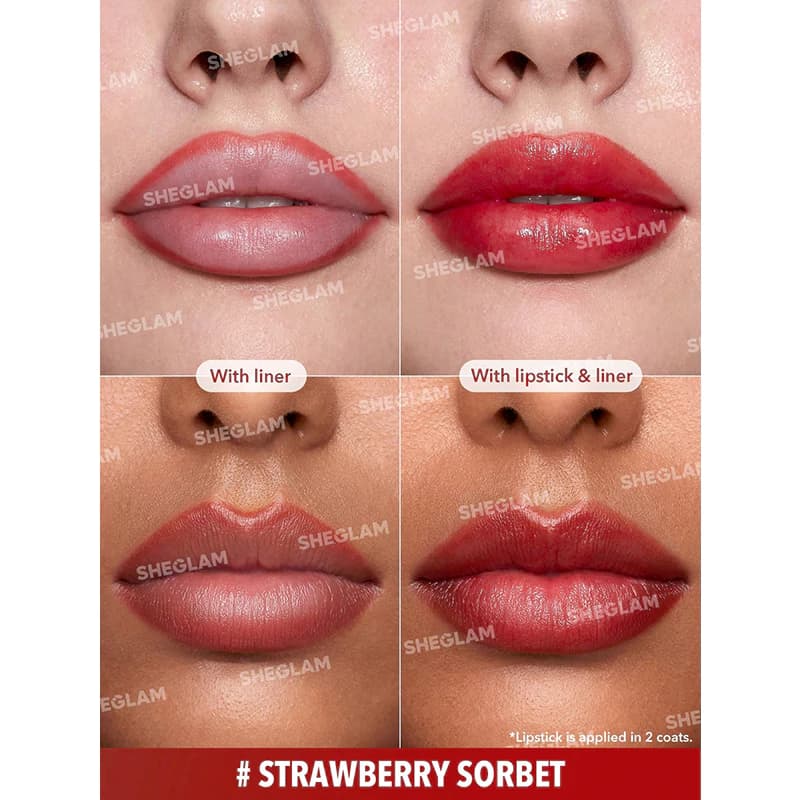 رژ لب و خط لب دو طرفه تینتی شیگلم رنگ STRAWBERRY SORBET — تصویر ۳