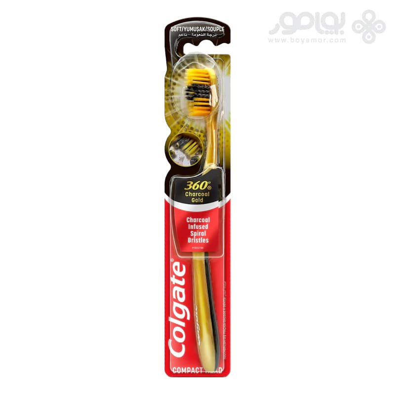 مسواک زغالی کلگیت 360 درجه مدل CHARCOAL GOLD با برس نرم