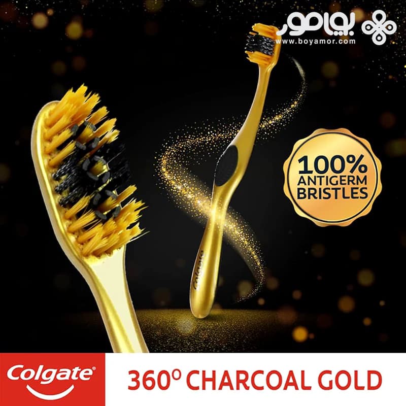 مسواک زغالی کلگیت 360 درجه مدل CHARCOAL GOLD با برس نرم — تصویر ۲