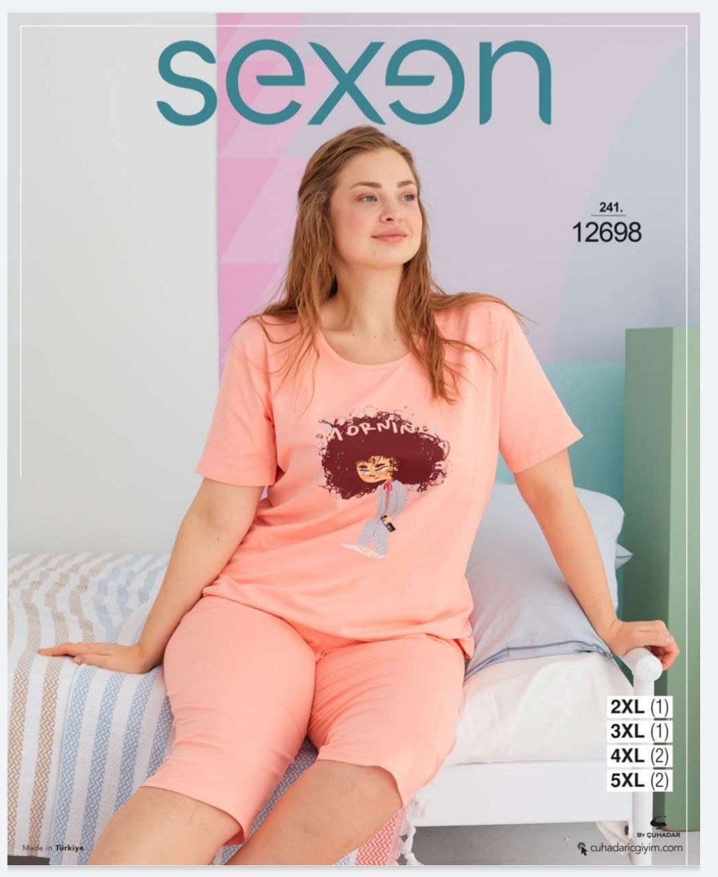 ست تیشرت و شلوارک راحتی زنانه سایز بزرگ سکسن 12698