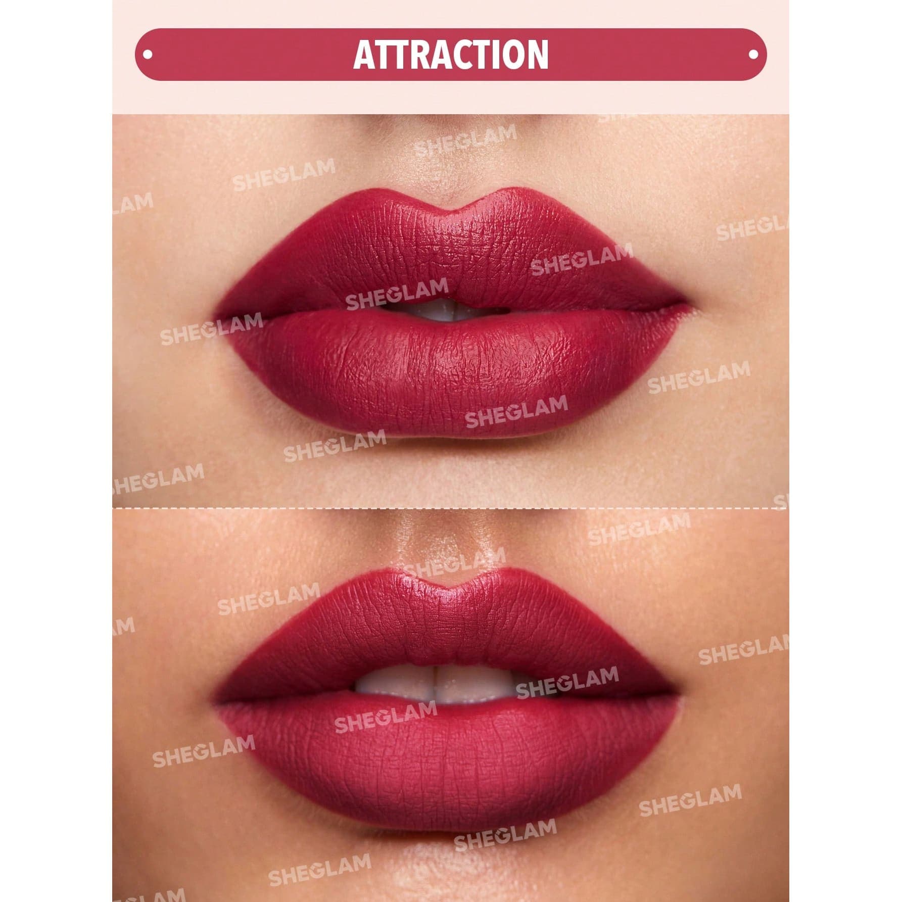 رژ لب مایع مات شیگلم رنگ Attraction — تصویر ۲