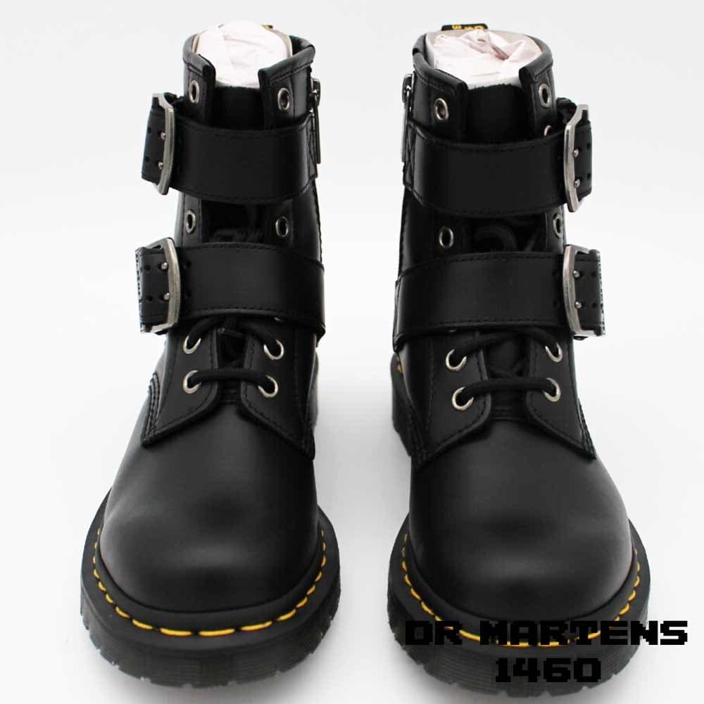بوت دکتر مارتنز مدل 1460 زنانه سگک دار مشکی Dr. Martens 1460 Buckle Pull Up Black — تصویر ۲
