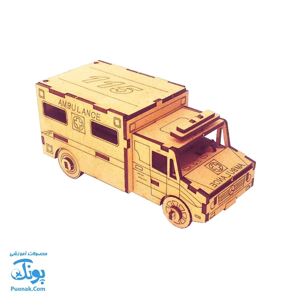 پازل چوبی ۳ بعدی آمبولانس ۴۲ قطعه — تصویر ۵