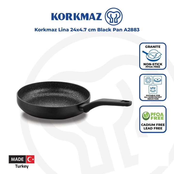 تابه تک دسته 24*4.7 سانتیمتر 1.5 لیتر مشکی لینا کرکماز 2883 — تصویر ۲