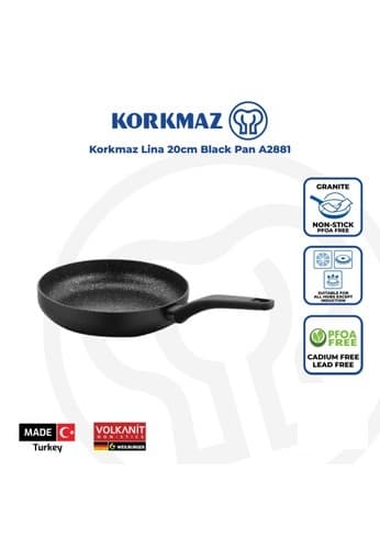 تابه تک دسته 20*4 سانتیمتر 1.0 لیتر مشکی لینا کرکماز 2881 — تصویر ۲